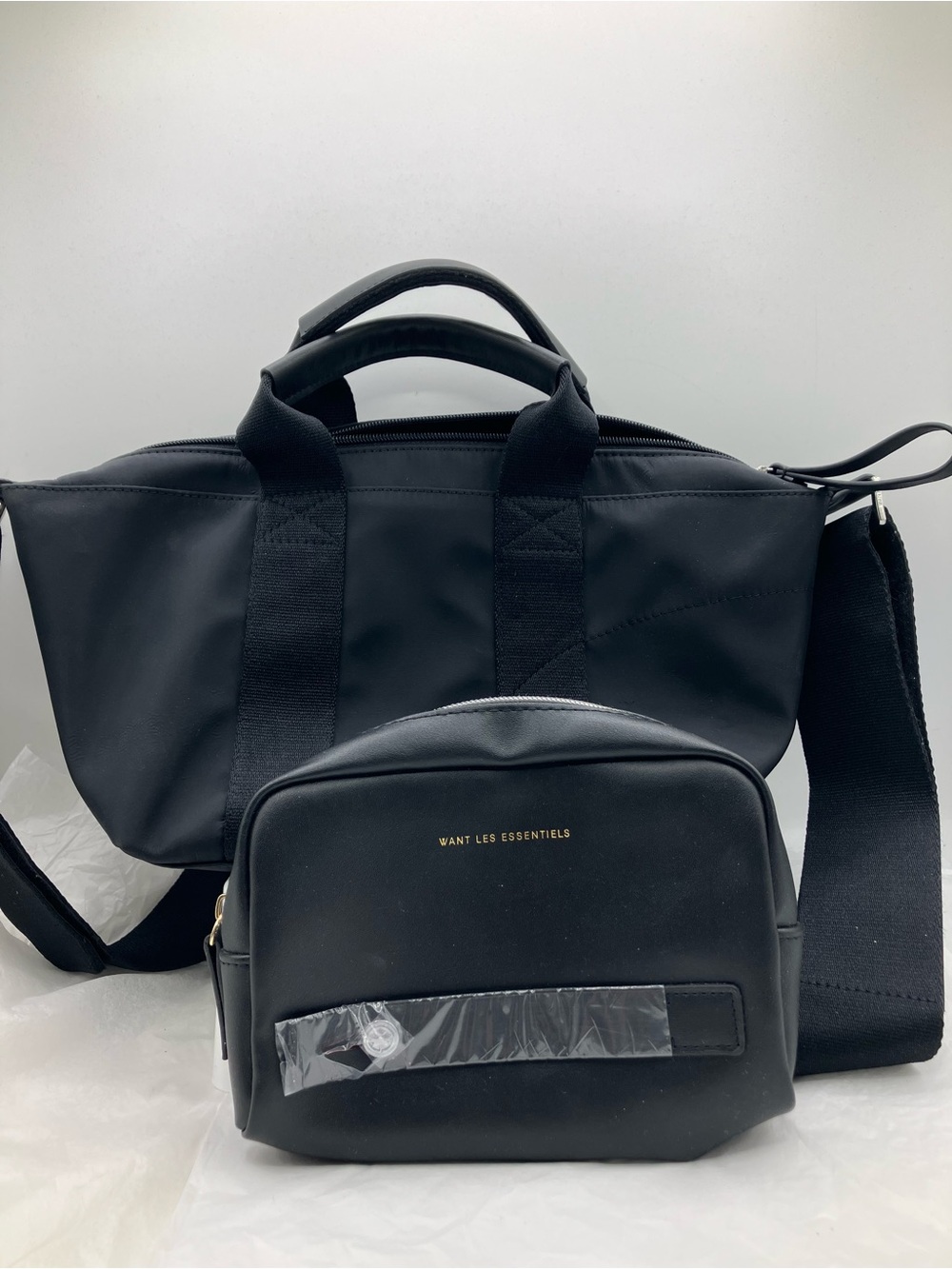 Bundle 2 pieces Want Les Essentiels Black Crossbody and Tote Bag Set